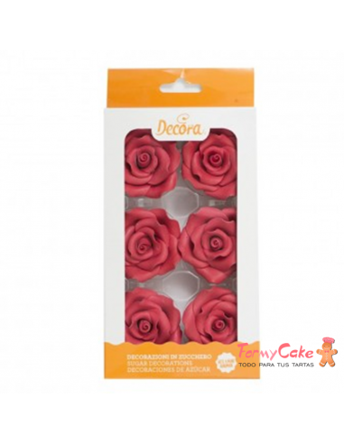 Rosas Comestibles Rojas 6ud Decora - Tienda online Repostería Creativa